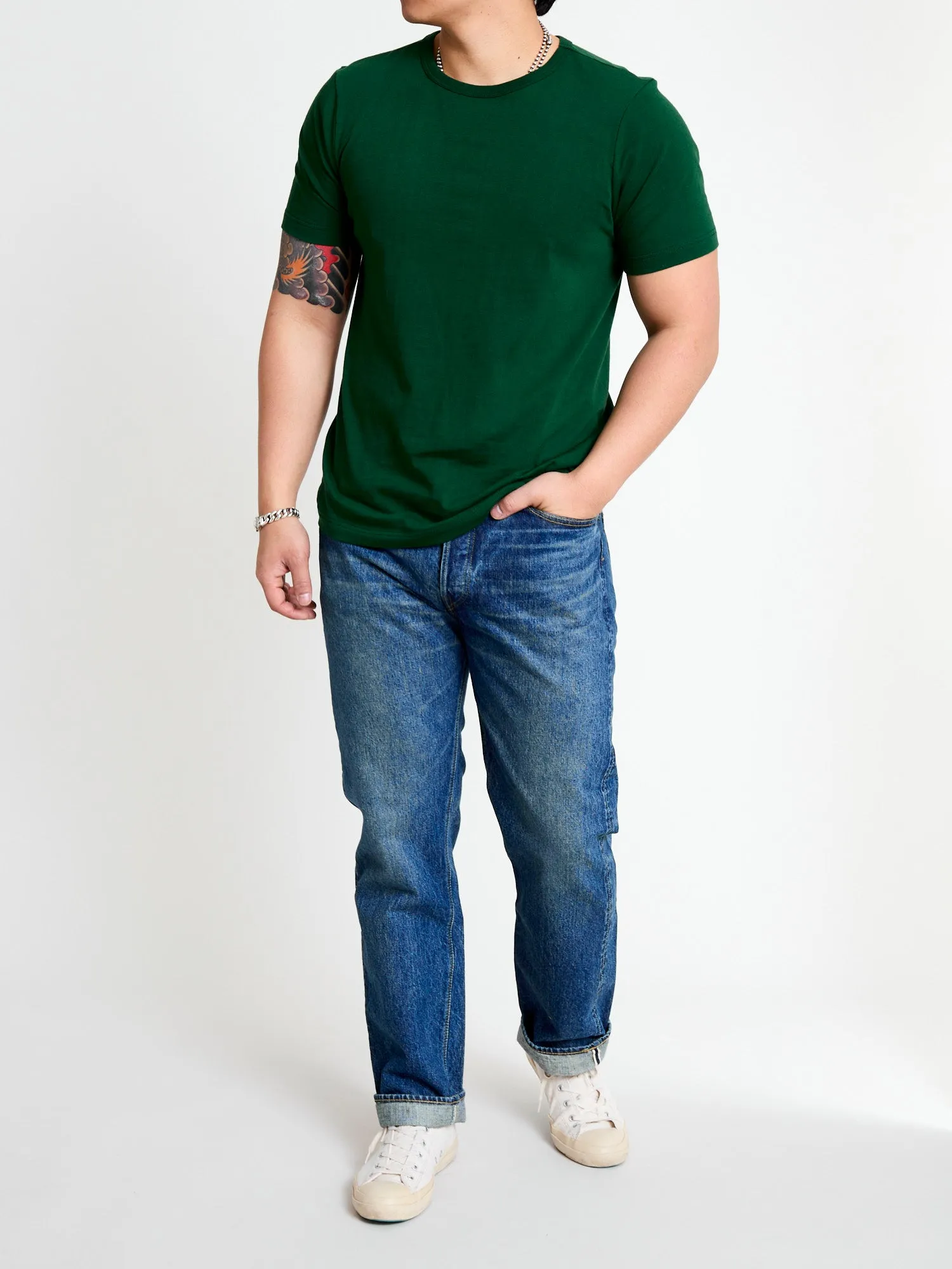 1950s "Good Originals" 5.5oz Loopwheel T-Shirt in Classic Green