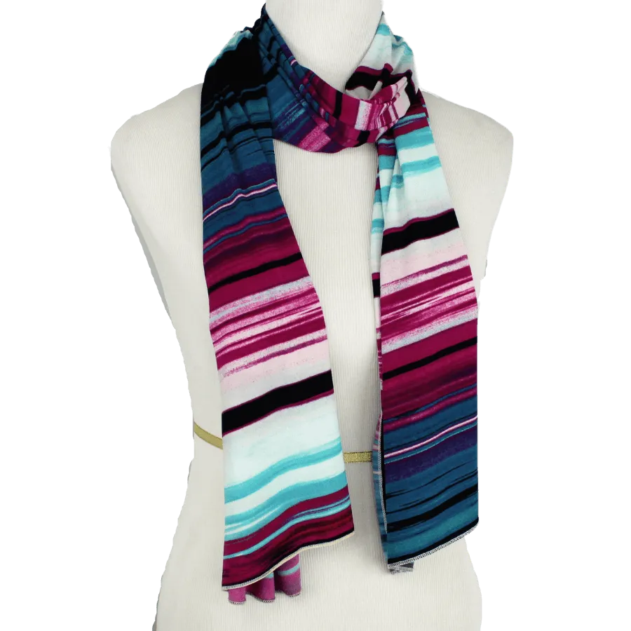 A Burst of Joyful Stripes Smooth  Patterned Jersey Hijab  - Soft & Cool "Zibde Feel"