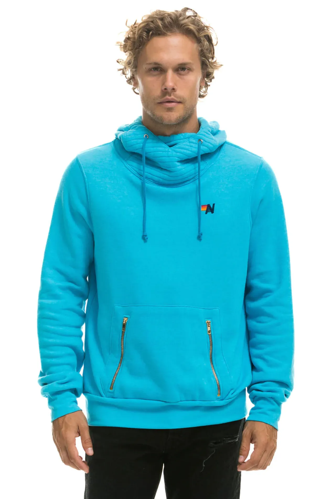 Aviator Nation NINJA PULLOVER UNISEX HOODIE - NEON BLUE