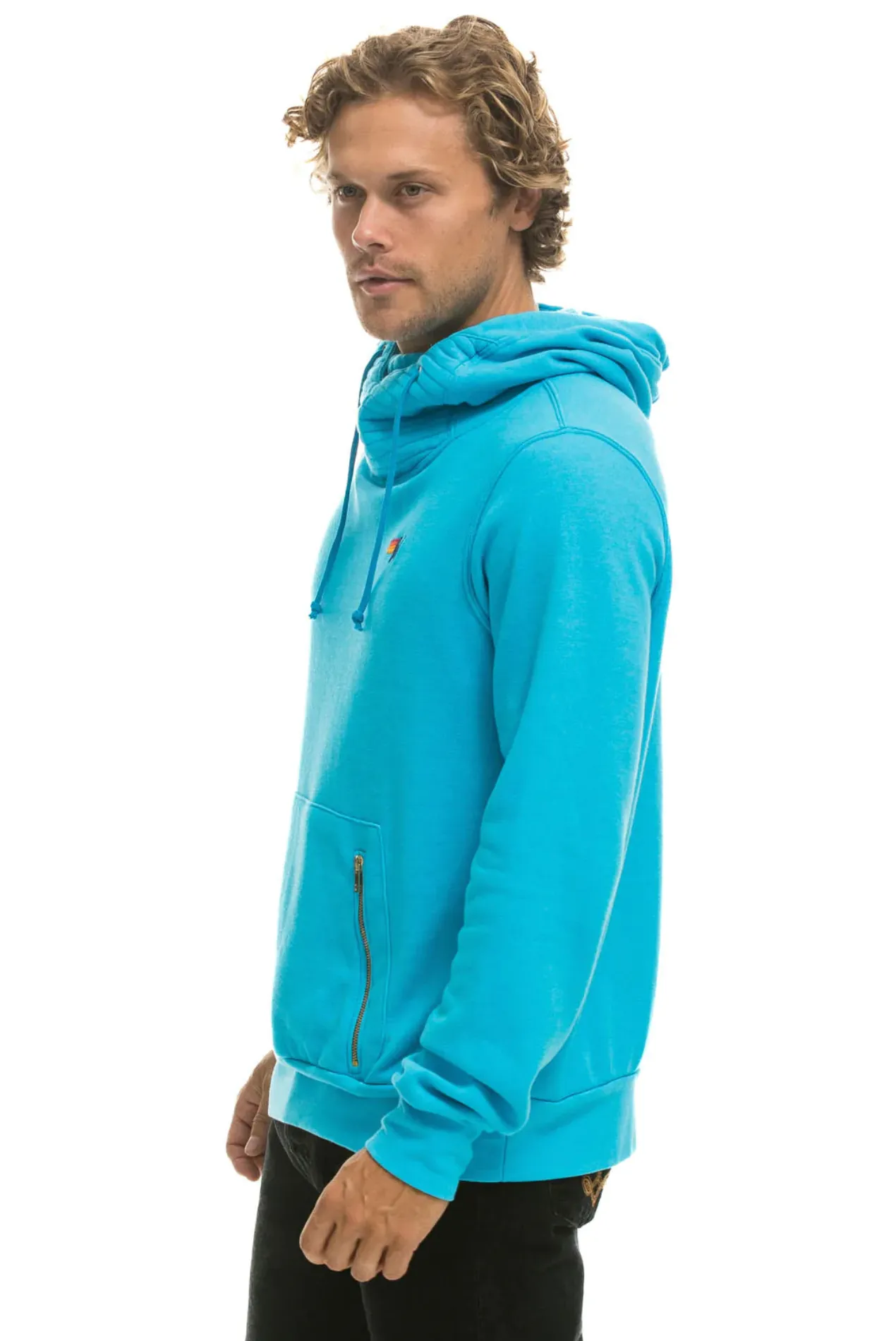 Aviator Nation NINJA PULLOVER UNISEX HOODIE - NEON BLUE