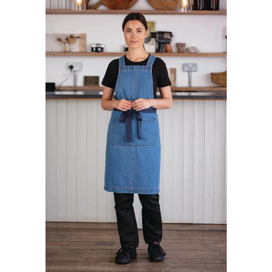 BB694 Southside Denim Bib Apron Light Blue