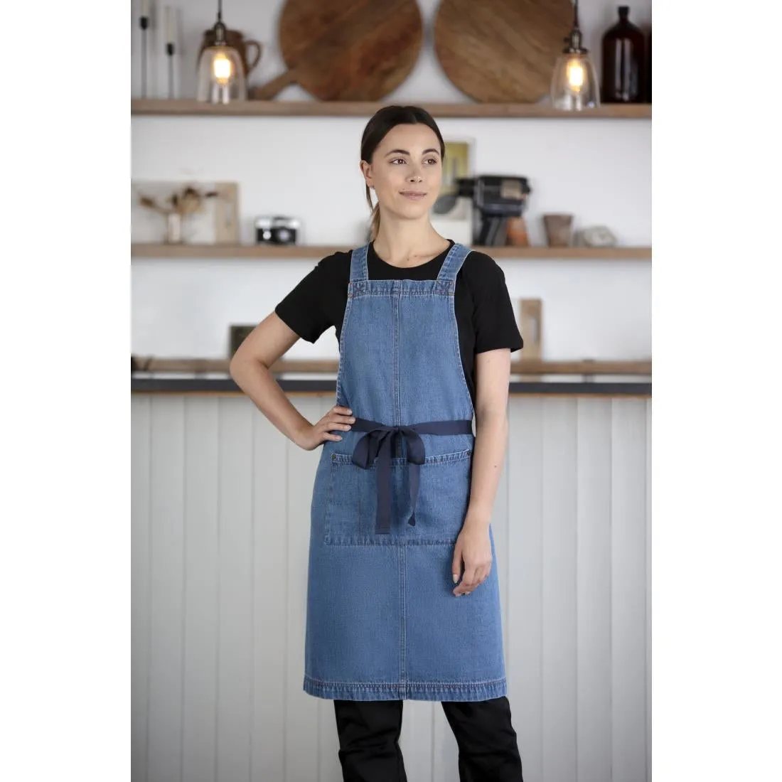 BB694 Southside Denim Bib Apron Light Blue