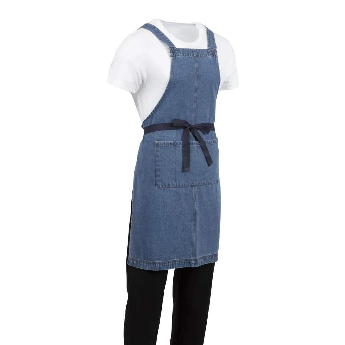 BB694 Southside Denim Bib Apron Light Blue