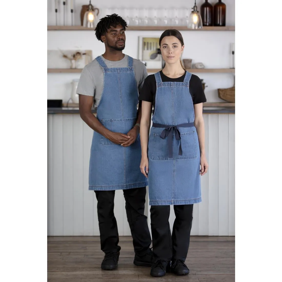 BB694 Southside Denim Bib Apron Light Blue