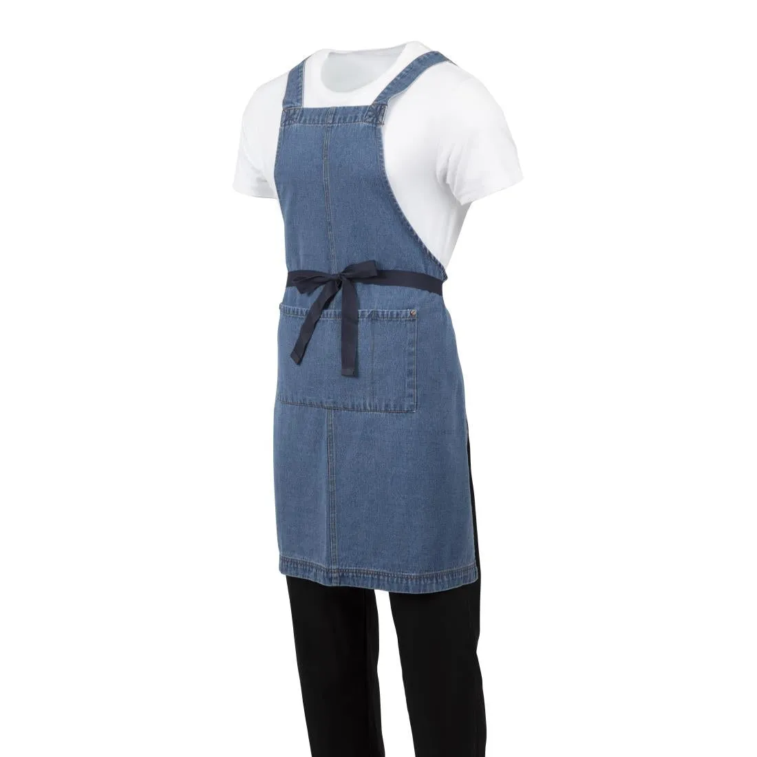 BB694 Southside Denim Bib Apron Light Blue