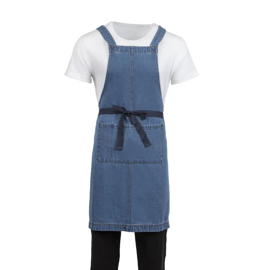 BB694 Southside Denim Bib Apron Light Blue