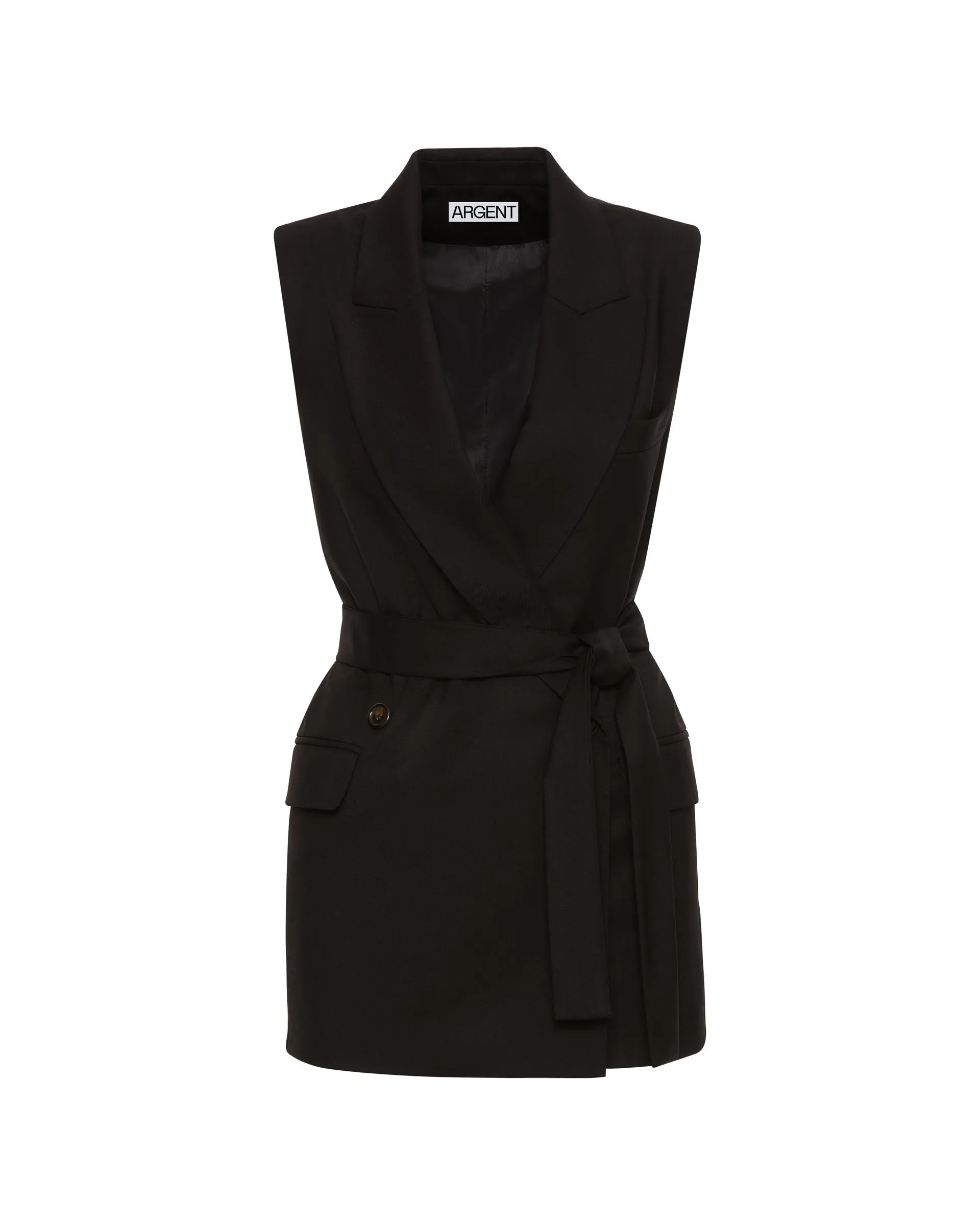 Belted Vest in Seasonless Wool | Black