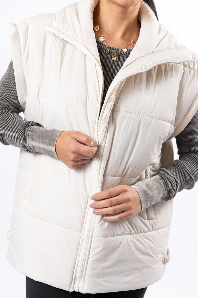 Best Bet Cream Oversized Puffer Vest SALE