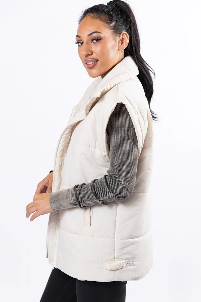 Best Bet Cream Oversized Puffer Vest SALE