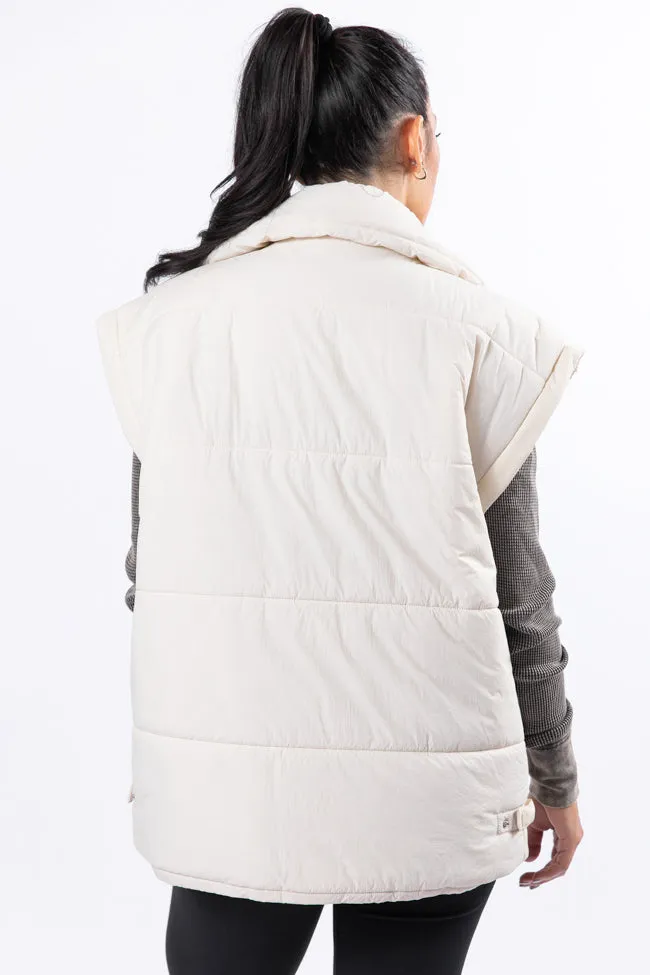 Best Bet Cream Oversized Puffer Vest SALE