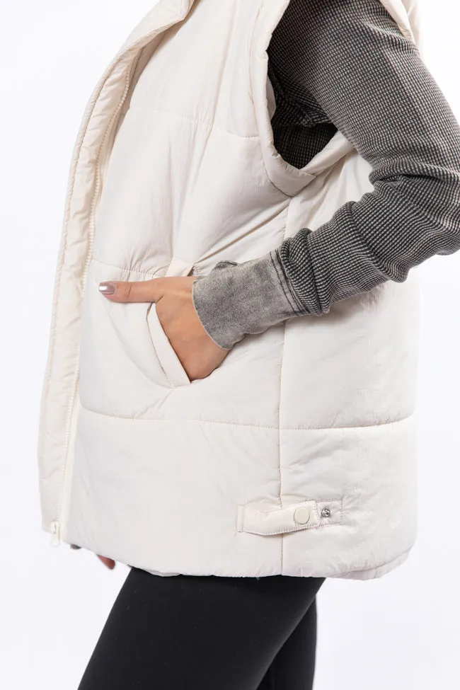 Best Bet Cream Oversized Puffer Vest SALE