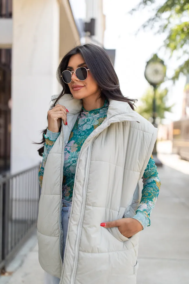 Best Bet Sage Oversized Puffer Vest SALE