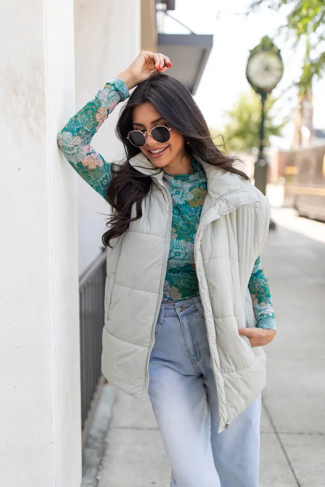 Best Bet Sage Oversized Puffer Vest SALE