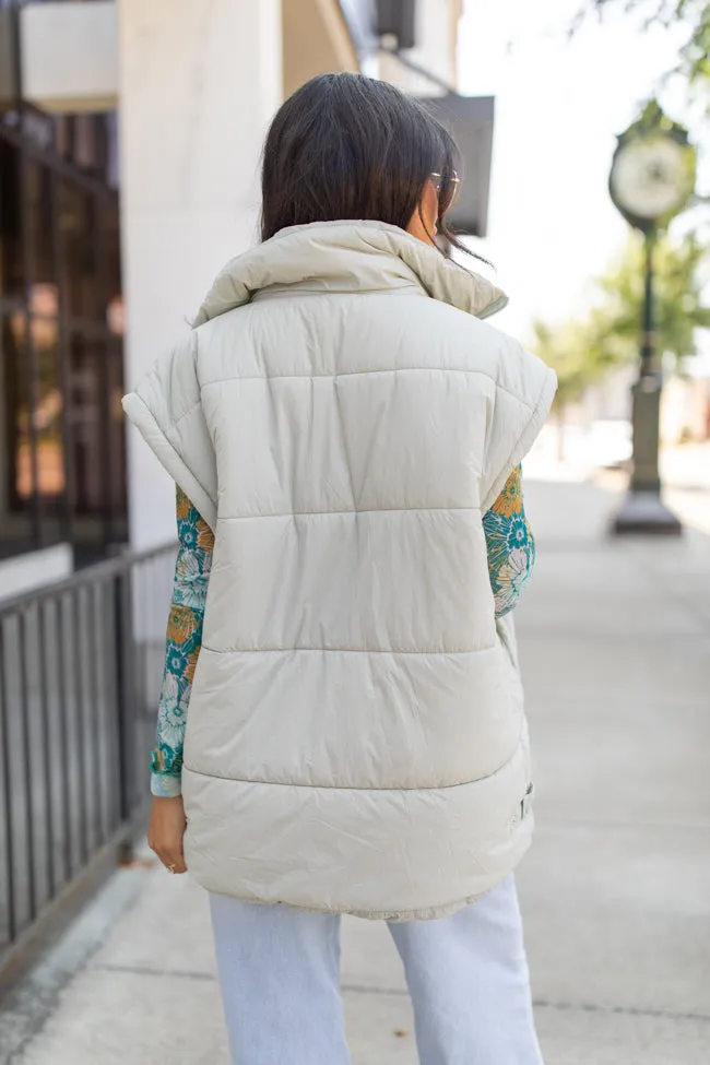 Best Bet Sage Oversized Puffer Vest SALE