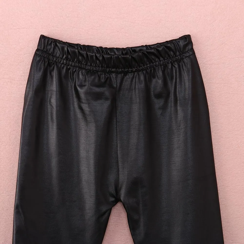 Black Leather Toddler Leggings