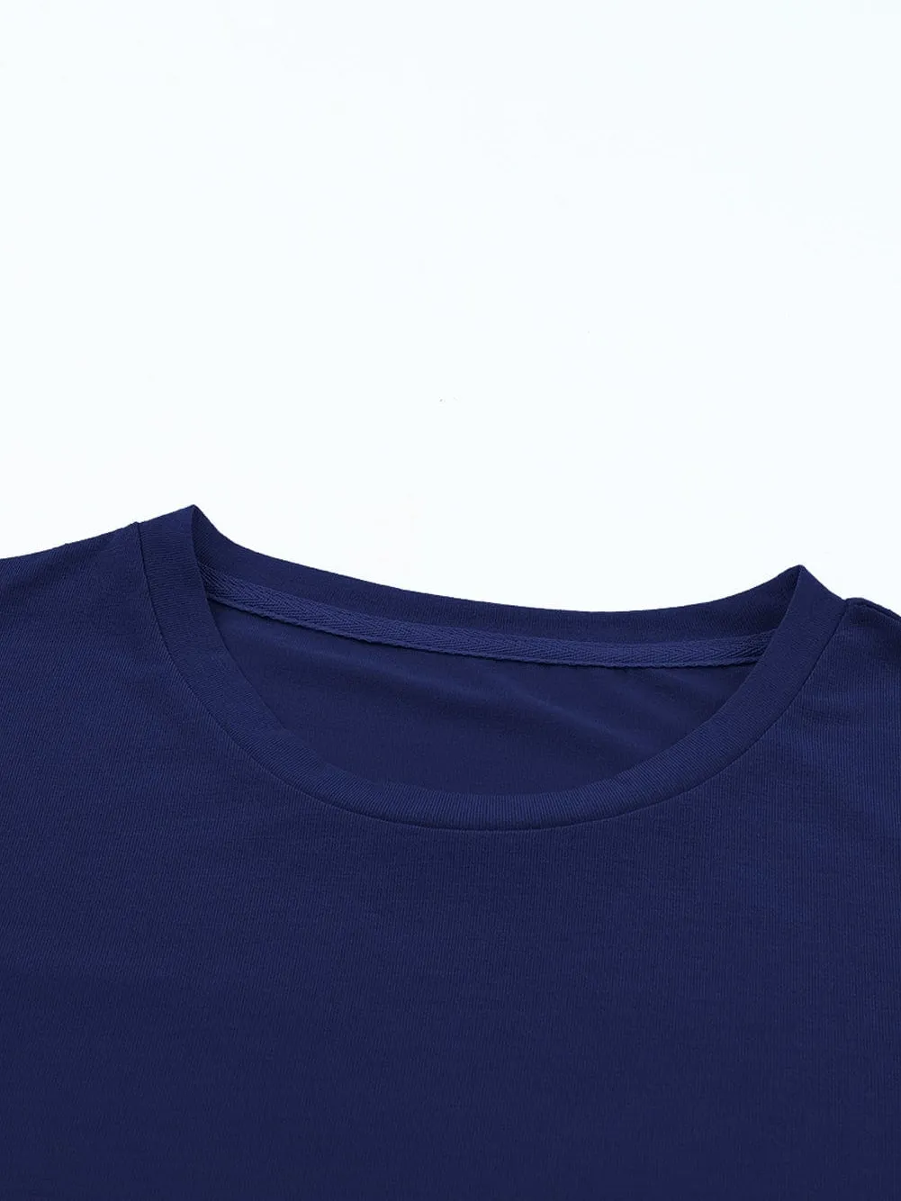 Blue Chic Round Neck Casual Tee