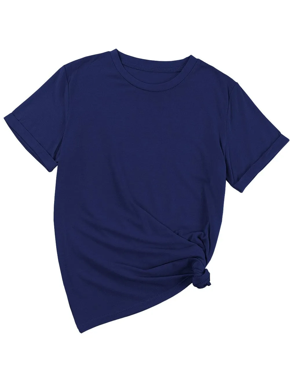 Blue Chic Round Neck Casual Tee