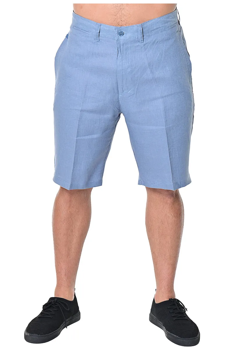 Bohio Mens 100% Linen Casual Flat Front Summer Linen Shorts in (5) Colors - MLH40