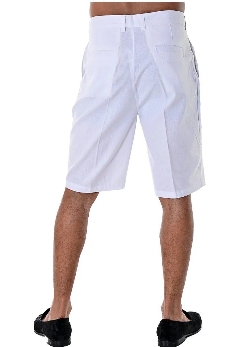 Bohio Mens 100% Linen Casual Flat Front Summer Linen Shorts in (5) Colors - MLH40