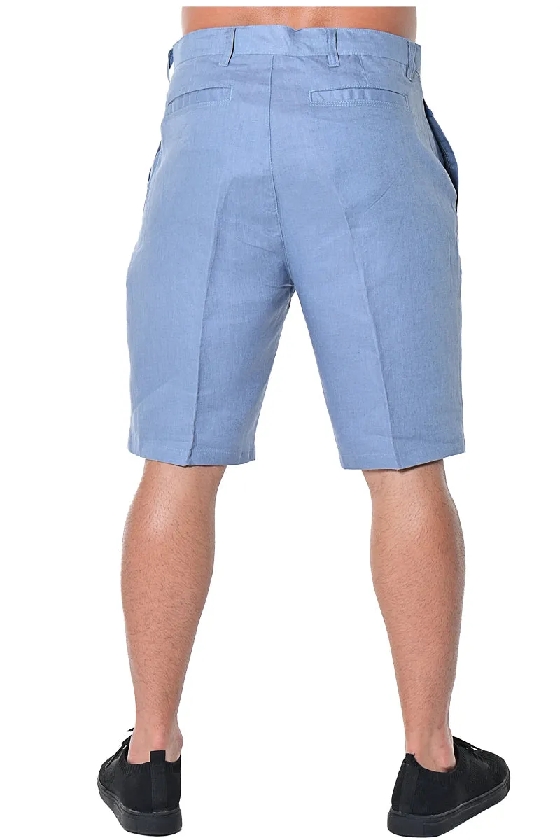 Bohio Mens 100% Linen Casual Flat Front Summer Linen Shorts in (5) Colors - MLH40