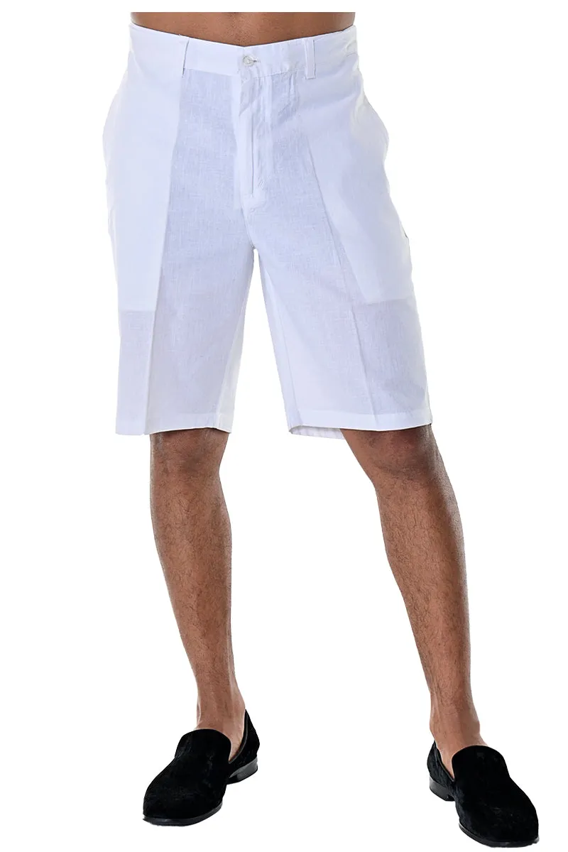 Bohio Mens 100% Linen Casual Flat Front Summer Linen Shorts in (5) Colors - MLH40