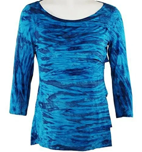 Boho Chic Clothing - Blue Blush, Tie Dye Horizontal Layered Blue Top