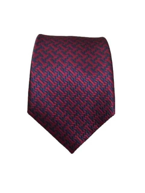 Burgundy & Navy Blue Geometric Tie