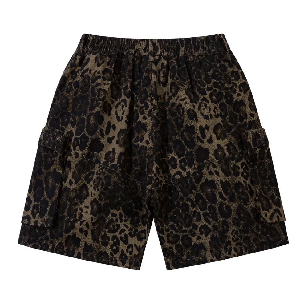 Casual Leopard Cargo Shorts