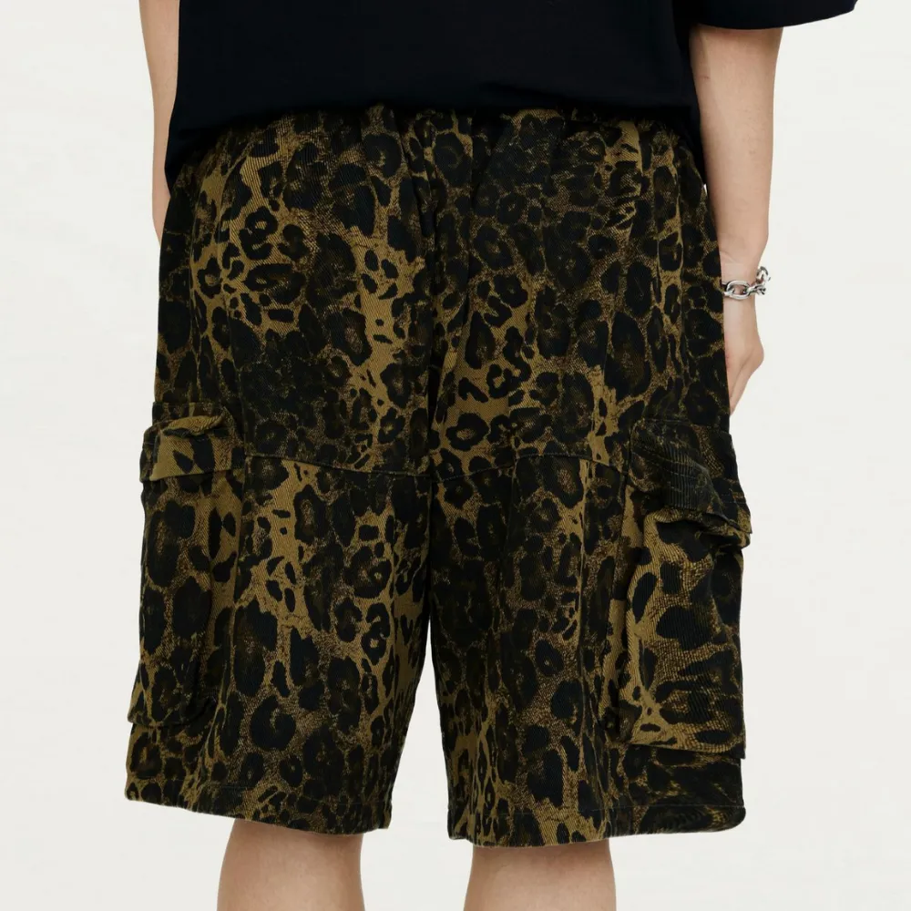 Casual Leopard Cargo Shorts