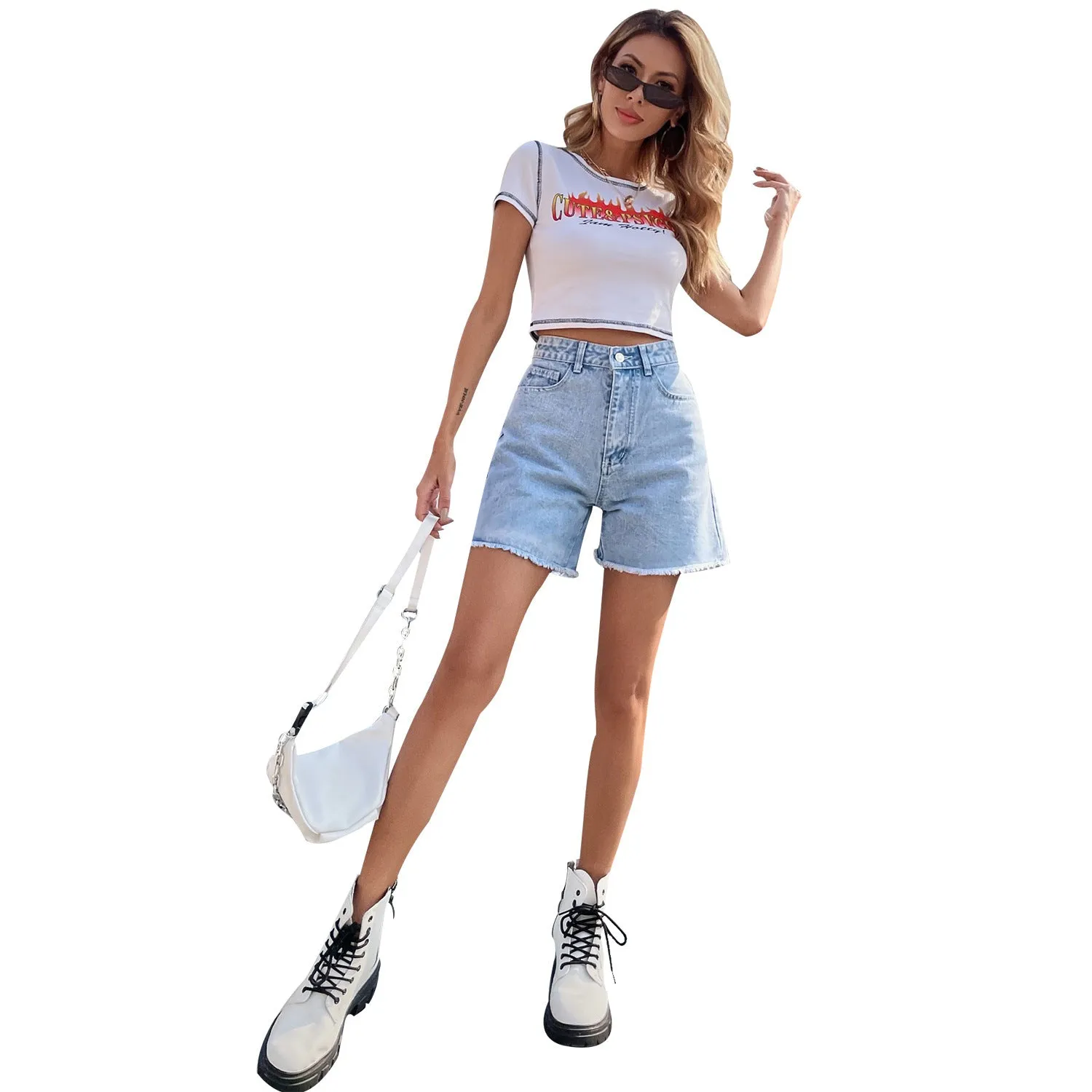 Casual Loose High Waist Slim Denim Shorts