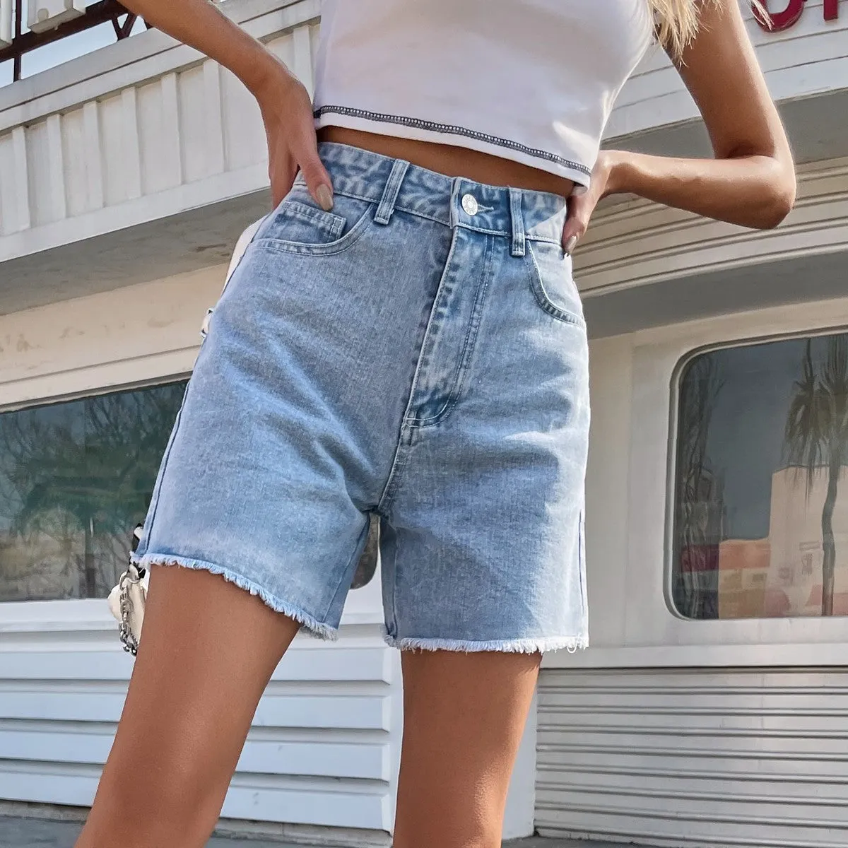 Casual Loose High Waist Slim Denim Shorts