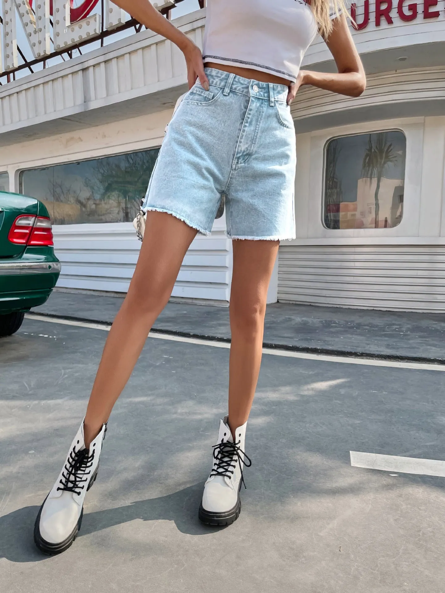 Casual Loose High Waist Slim Denim Shorts