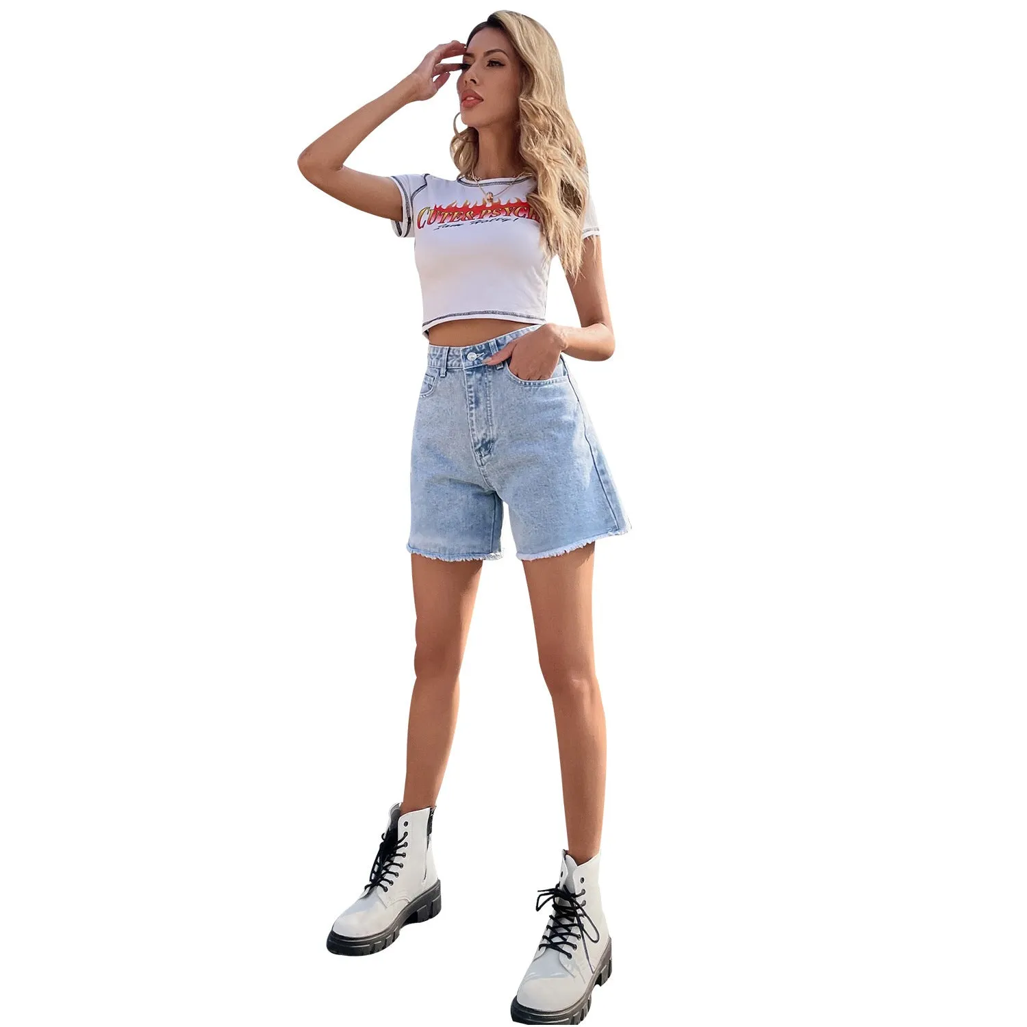 Casual Loose High Waist Slim Denim Shorts