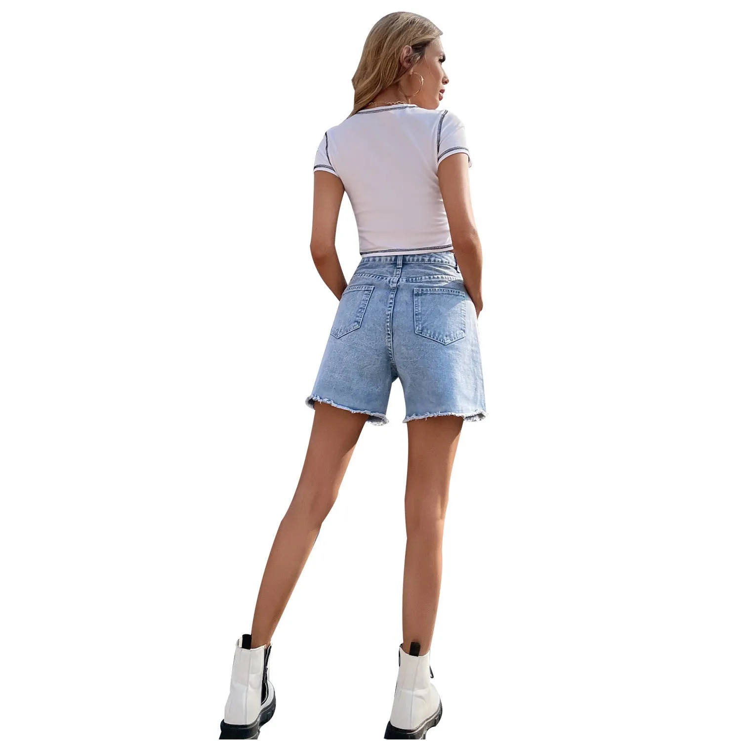 Casual Loose High Waist Slim Denim Shorts