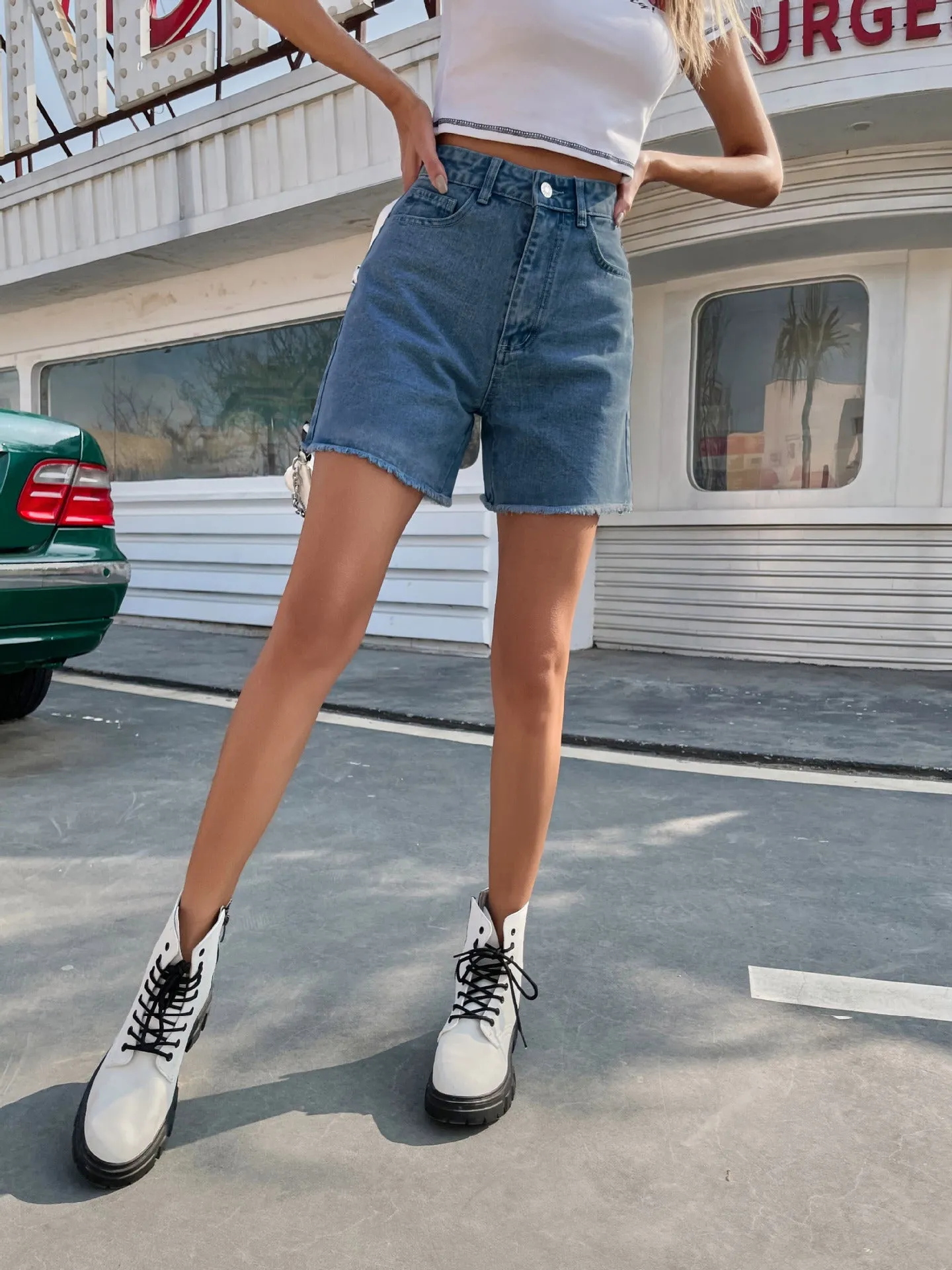 Casual Loose High Waist Slim Denim Shorts