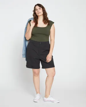 Casual Stretch Twill Shorts - Black