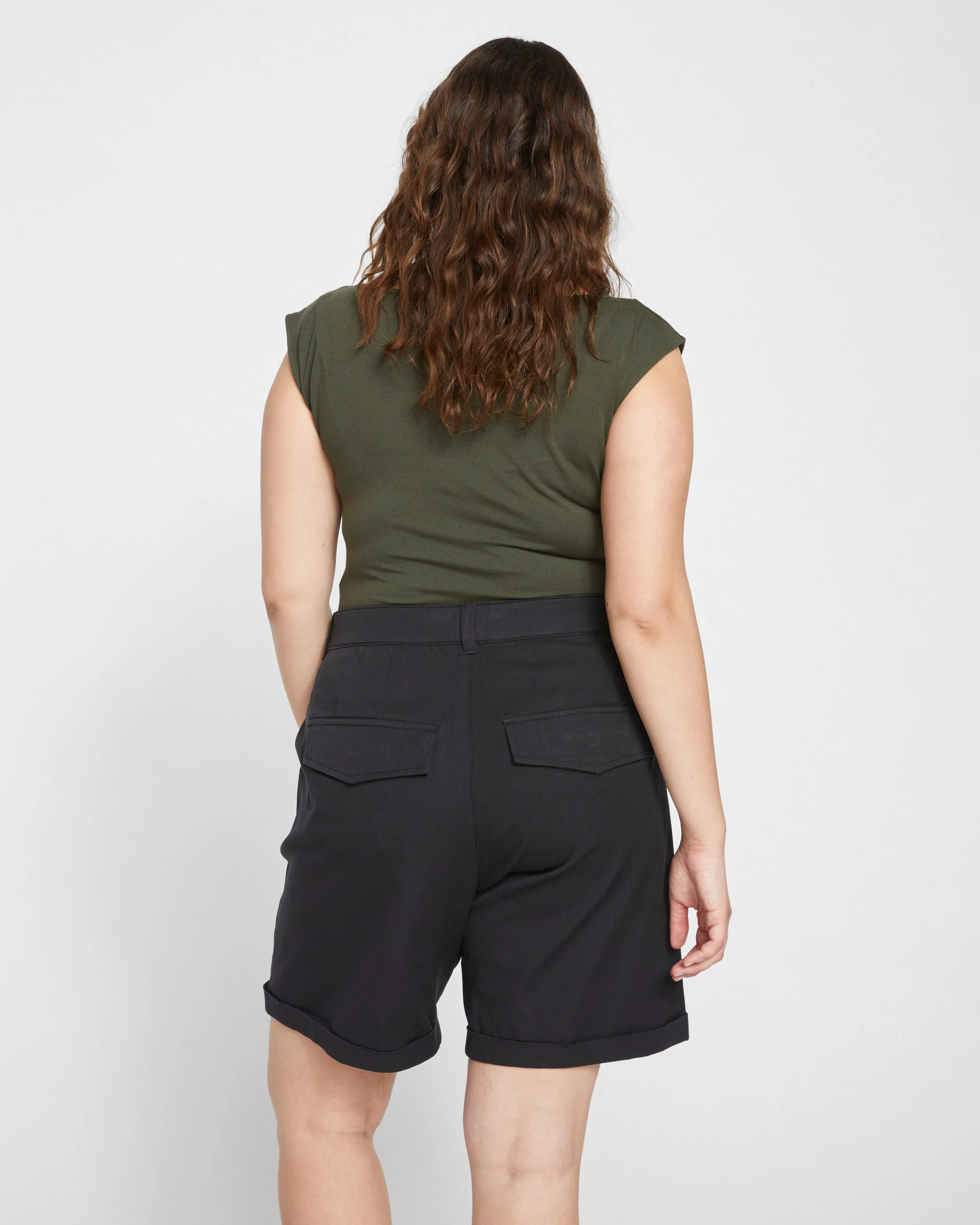 Casual Stretch Twill Shorts - Black