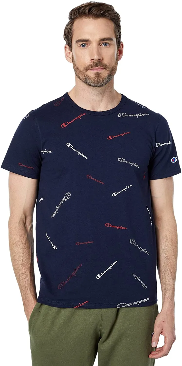 Champion Men's All Over Script Print Graphic T-Shirt