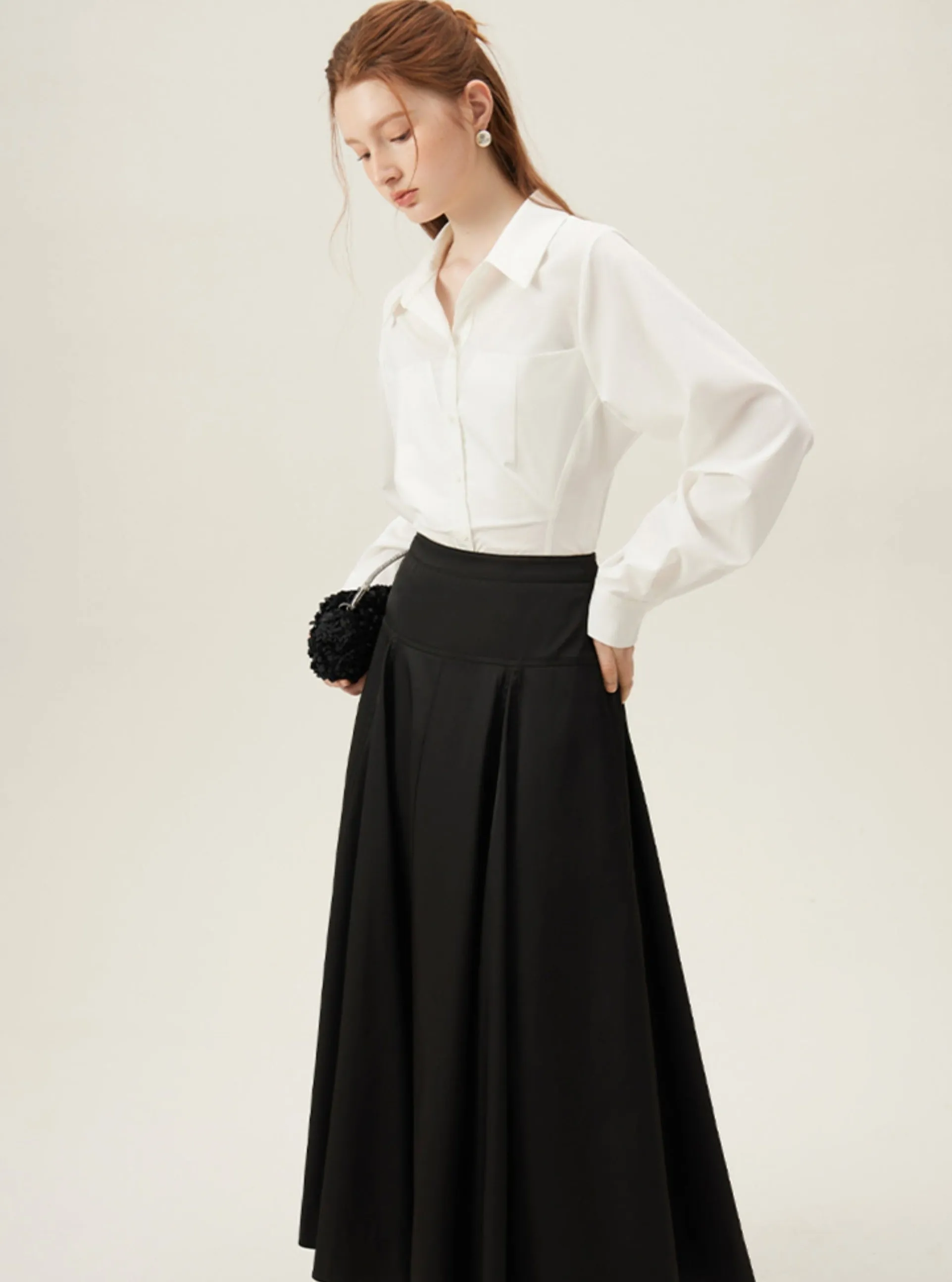 Chic White Waist-Defined Shirt