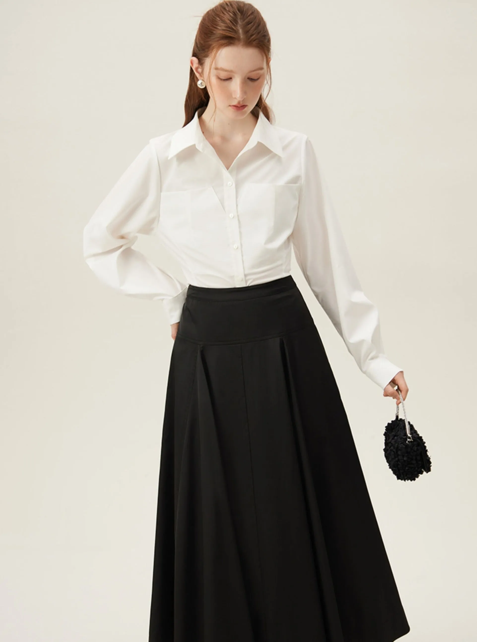 Chic White Waist-Defined Shirt