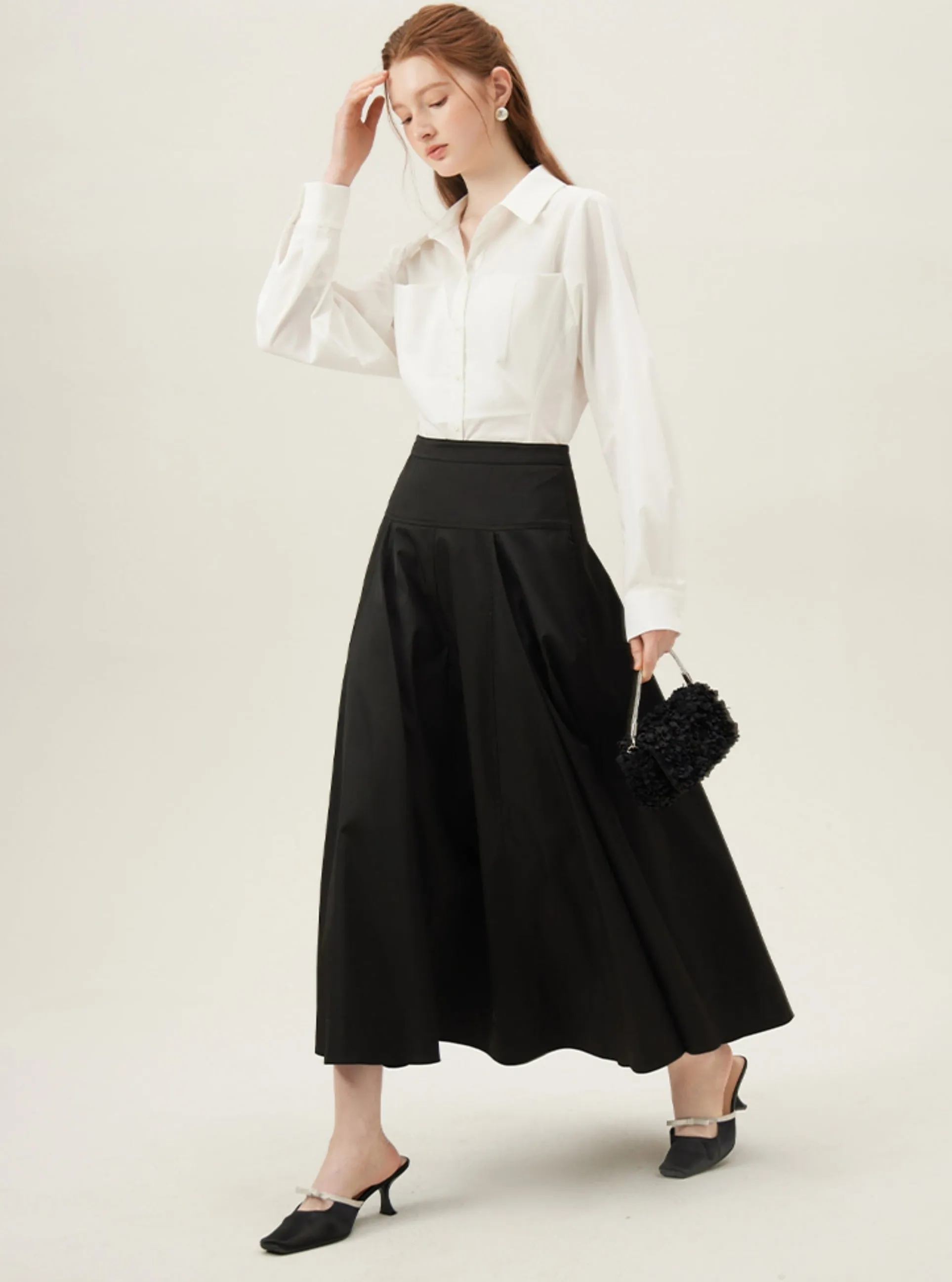 Chic White Waist-Defined Shirt