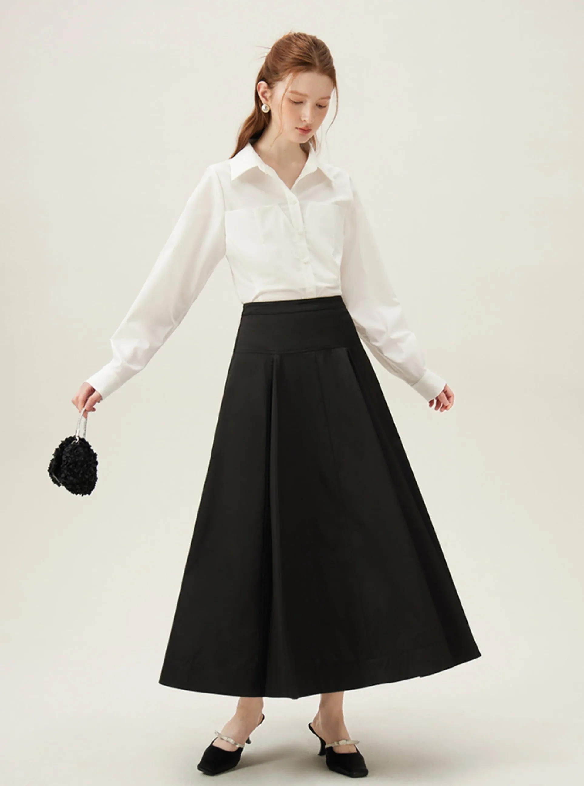 Chic White Waist-Defined Shirt