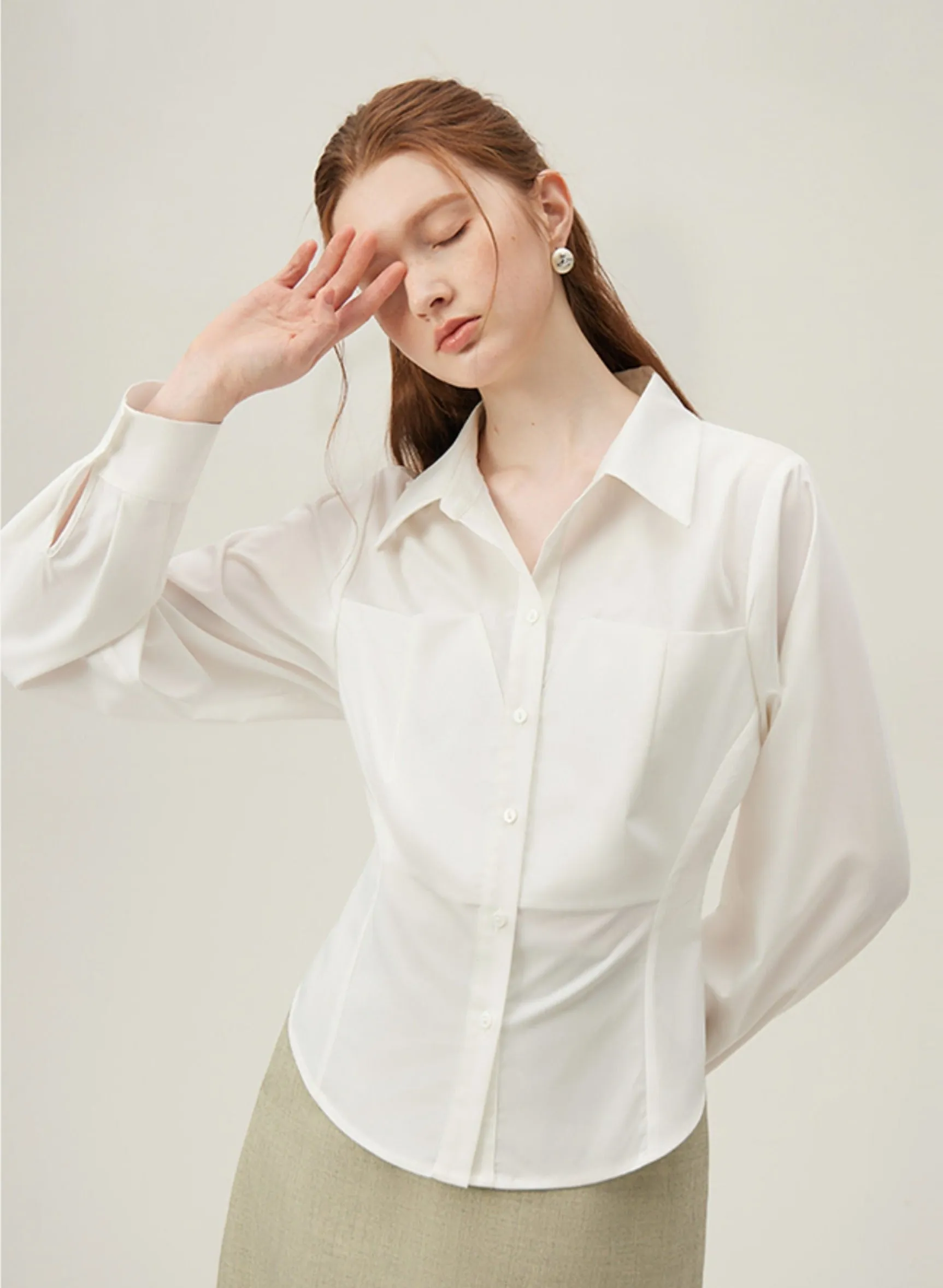 Chic White Waist-Defined Shirt