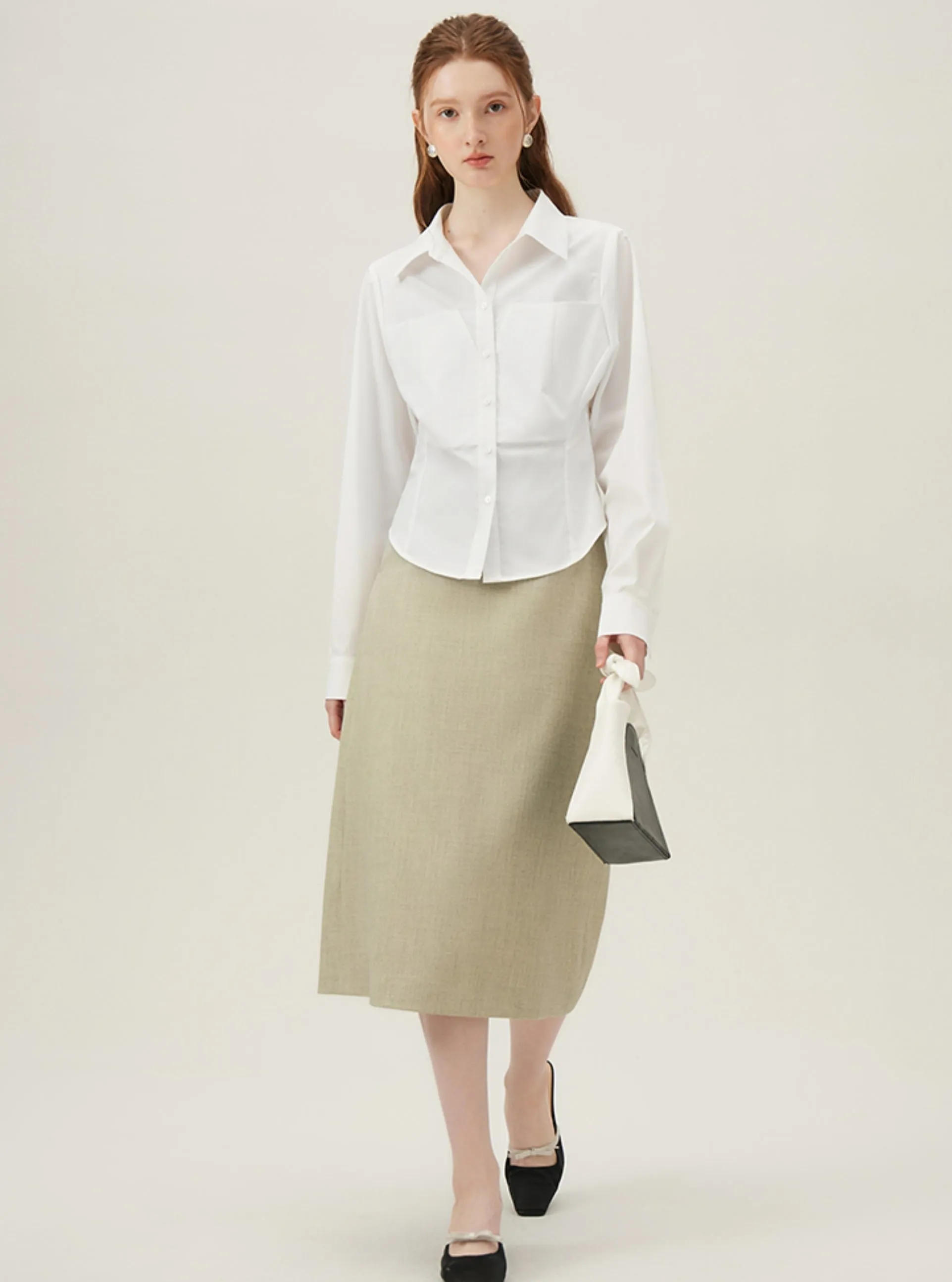 Chic White Waist-Defined Shirt