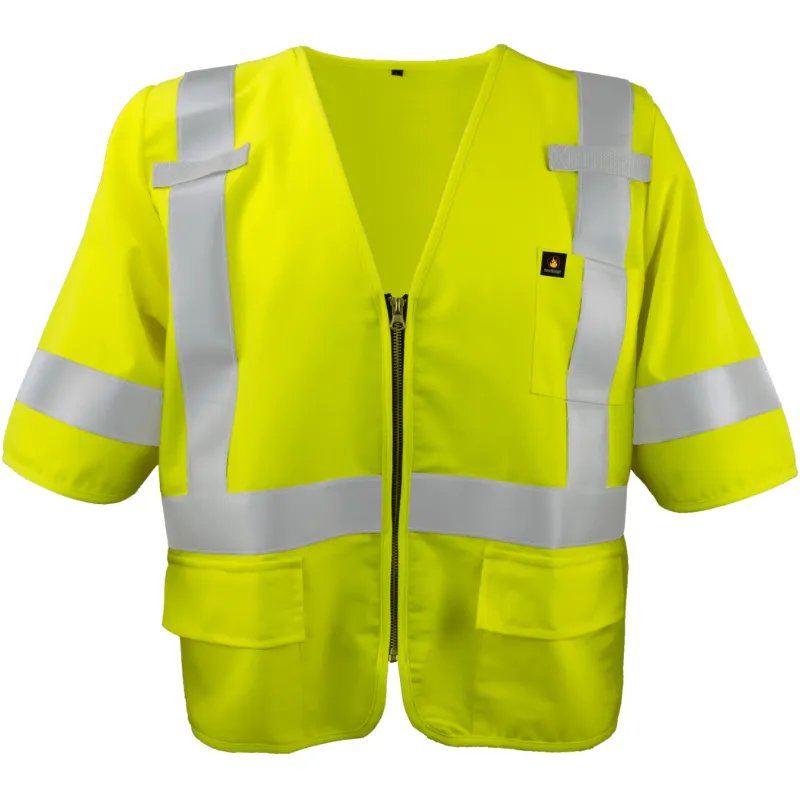 Class 3 Flame Retardant Vest with Zipper Front and Sleeves