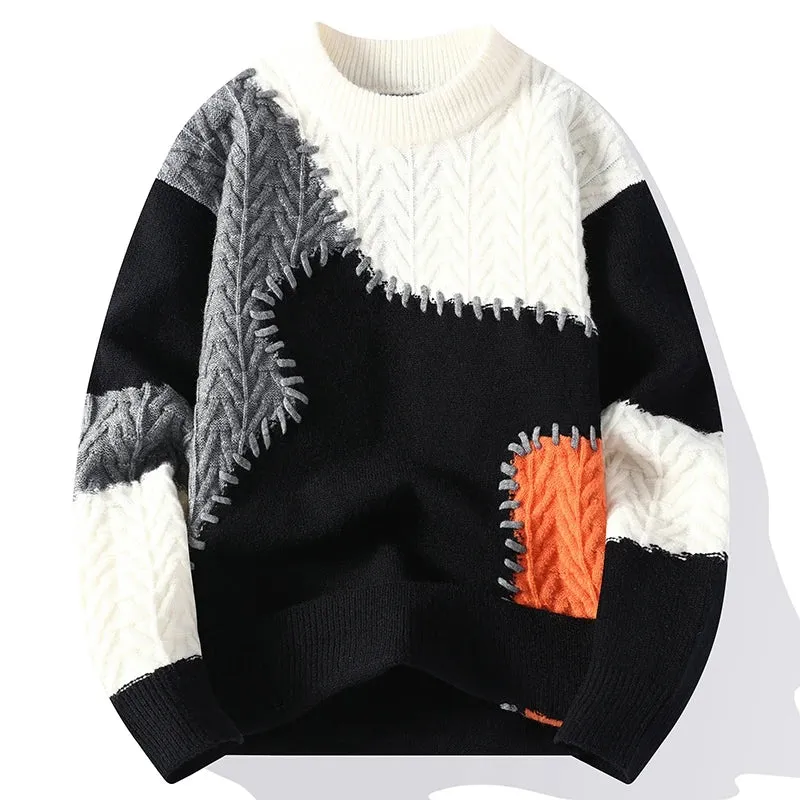 Color Blocked Patchwork Stitched Sweater