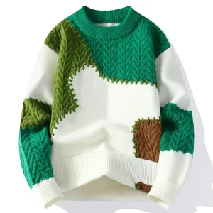 Color Blocked Patchwork Stitched Sweater