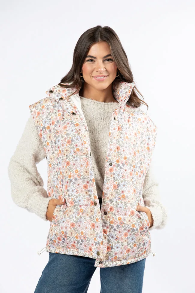 Cool Down Multi Floral Printed Puffer Vest SALE