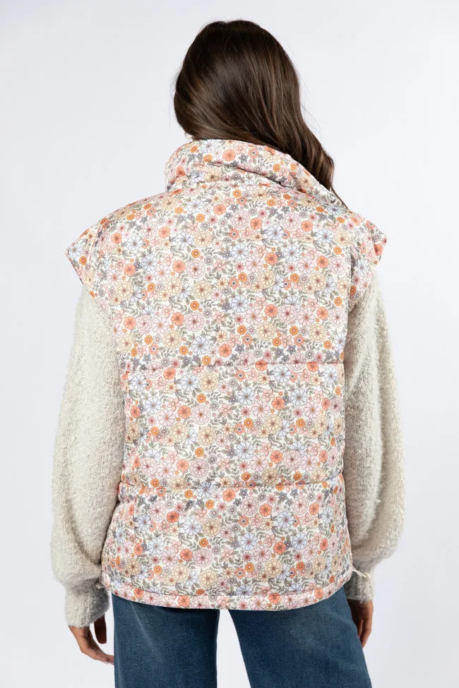 Cool Down Multi Floral Printed Puffer Vest SALE