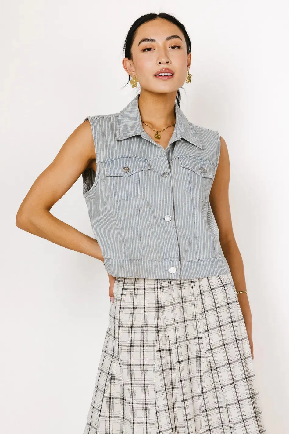 Daphne Striped Denim Vest - FINAL SALE